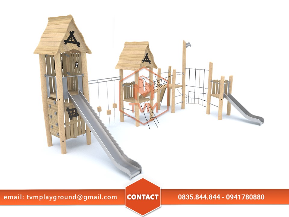Cầu trượt liên hoàn gỗ là thiết bị sân chơi ngoài trời ửa chuộn hiện nay trên thị trường, được xây dựng lắp ráp ở trường học, công viên, quán cafe, tạo không gian vui chơi giải trí cho trẻ em